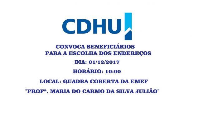 CDHU CONVOCA BENEFICIÁRIOS